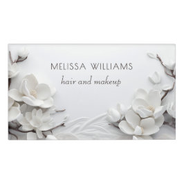 Elegant White 3D Magnolia Namenschild