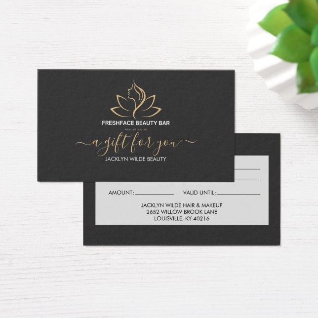 Elegant white and black beauty salon gift card (Schreibtisch)