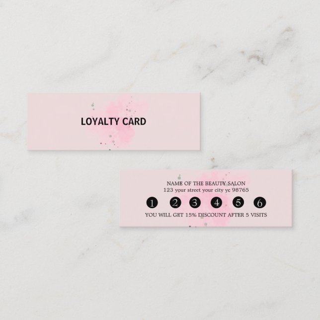 Elegant white and black beauty salon treuekarte (Vorne/Hinten)