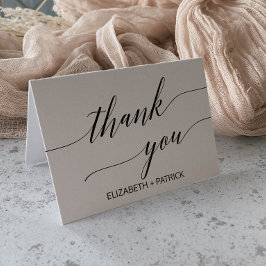 Elegant White and Black Calligraphy Thank You Card Dankeskarte