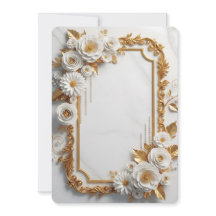 Elegant White and Gold Floral Frame