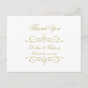 Elegant White and Gold Monogram Vielen Dank Postkarte