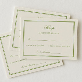 Elegant White and Sage Green Wedding Response Begleitkarte
