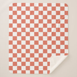 Elegant White and Terracotta Square Pattern Sherpadecke
