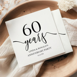 Elegant White Black 60. Hochzeitstag Serviette