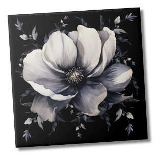 Elegant White Black Floral Fliese