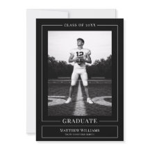 Elegant White & Black Graduate Announcement