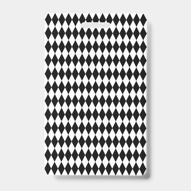Elegant White Black Harlequin Geometric Rhombuses Ausweis (Vorderseite)