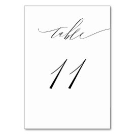 Elegant White Black Modern Script No. 11 Wedding Tischnummer