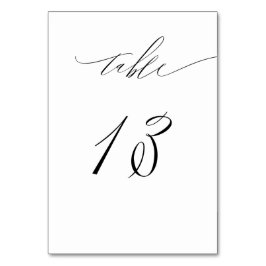 Elegant White Black Modern Script No. 13 Wedding Tischnummer