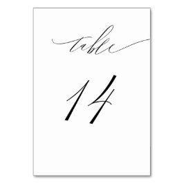 Elegant White Black Modern Script No. 14 Wedding Tischnummer