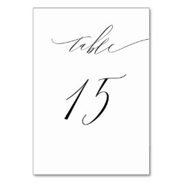 Elegant White Black Modern Script No. 15 Wedding Tischnummer