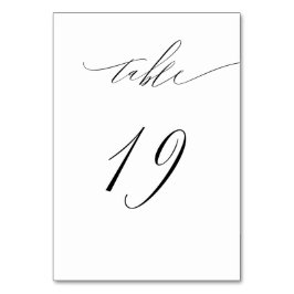 Elegant White Black Modern Script No. 19 Wedding Tischnummer