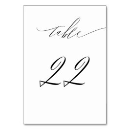 Elegant White Black Modern Script No. 22 Wedding Tischnummer