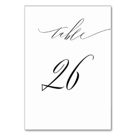 Elegant White Black Modern Script No. 26 Wedding Tischnummer