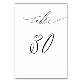 Elegant White Black Modern Script No 30 Wedding Tischnummer