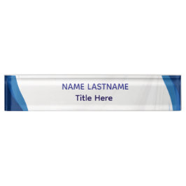 Elegant white & Blue custom name Desk Nameplate Namensplakette
