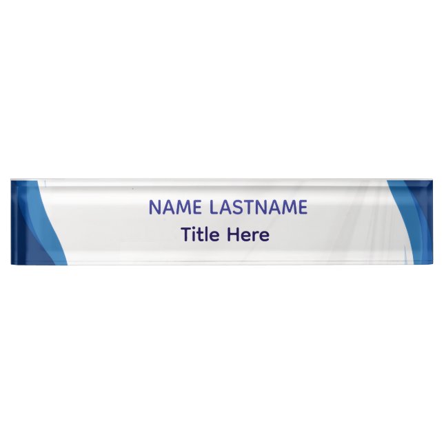 Elegant white & Blue custom name Desk Nameplate Namensplakette (Vorderseite)