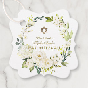 Elegant White Blume Star von David Bat Mitzvah Geschenkanhänger