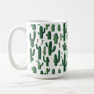 Elegant White Cactus Design Mug Kaffeetasse