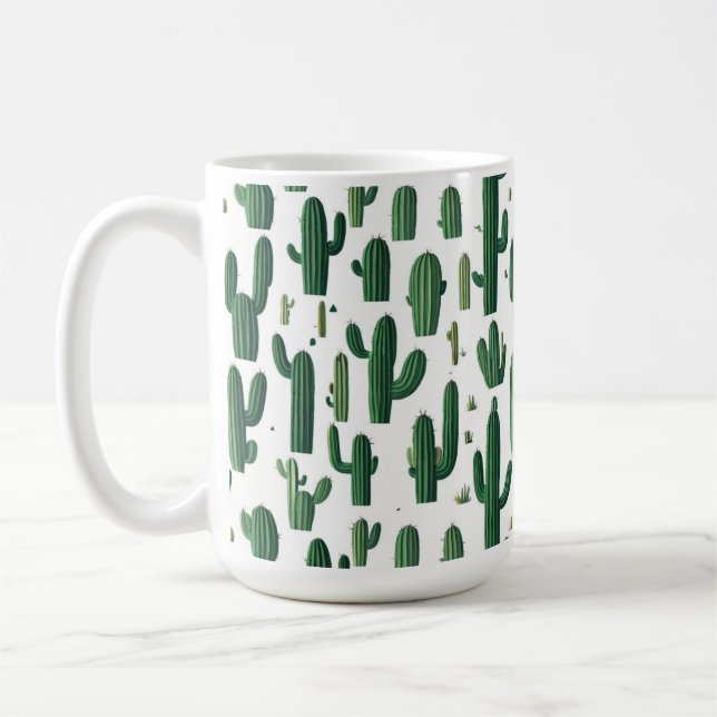 Elegant White Cactus Design Mug Kaffeetasse (Links)