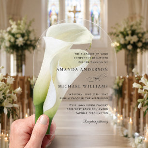 Elegant White Calla Lilies Floral Wedding Acryleinladungen