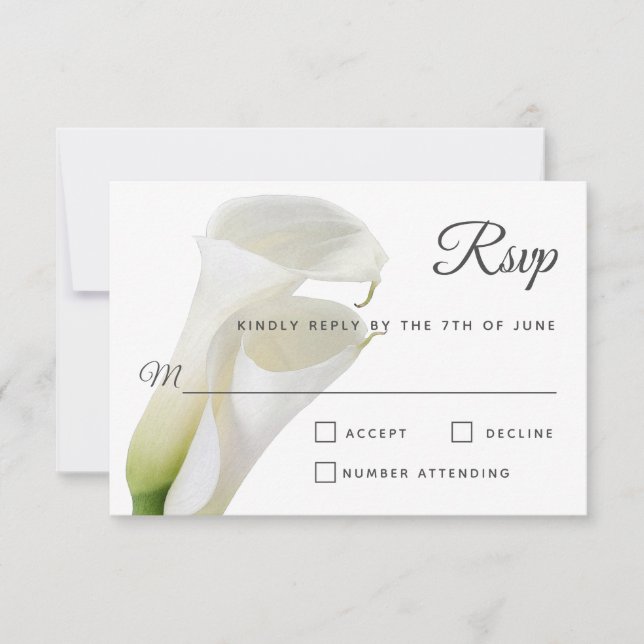 Elegant White Calla Lilies Floral Wedding RSVP (Vorderseite)