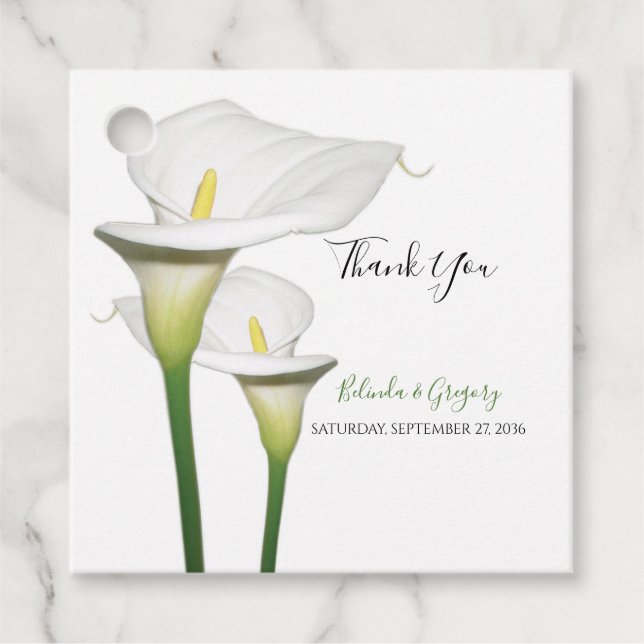 Elegant White Calla Lilies Wedding Gift Geschenkanhänger (Vorderseite)