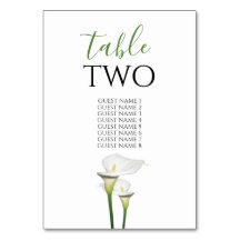 Elegant White Calla Lilies Wedding Guest Names