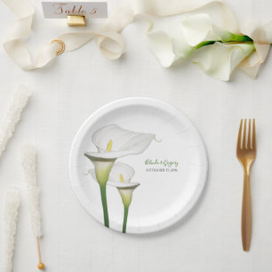 Elegant White Calla Lilies Wedding Pappteller