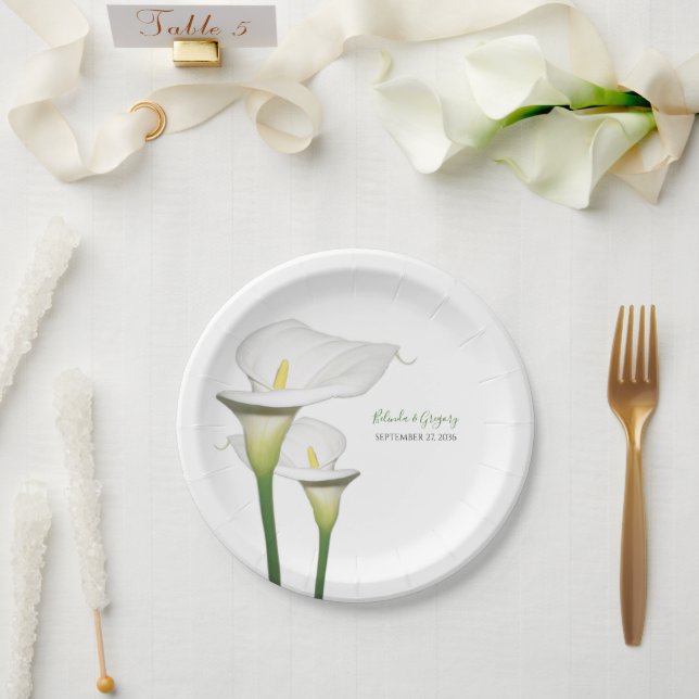Elegant White Calla Lilies Wedding Pappteller (Hochzeit)