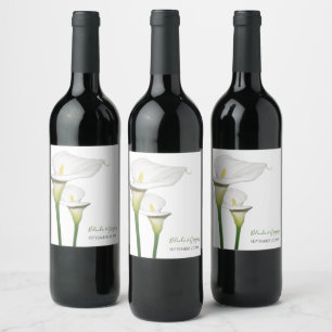 Elegant White Calla Lilies Wedding Weinetikett