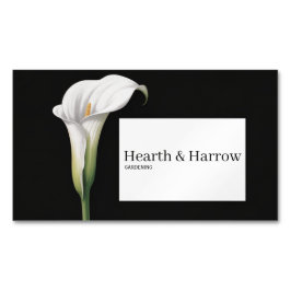 Elegant White Calla Lily Black Floral Magnetische Visitenkarte