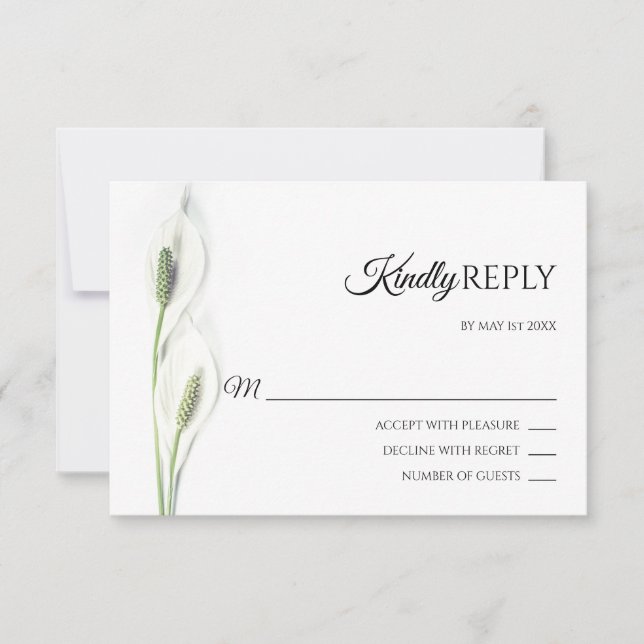Elegant White Calla Lily Blume UAWG Wedding RSVP Karte (Vorderseite)