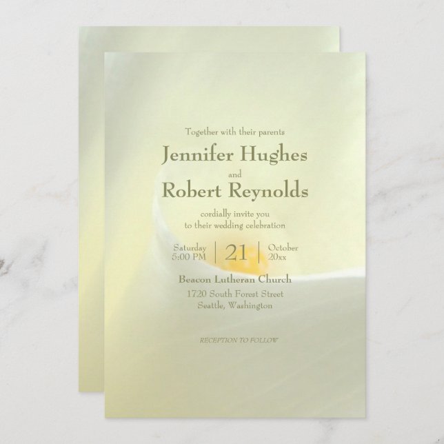 Elegant White Calla Lily Einladung Hochzeit (Vorne/Hinten)