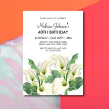 Elegant White Calla Lily Floral Geburtstag