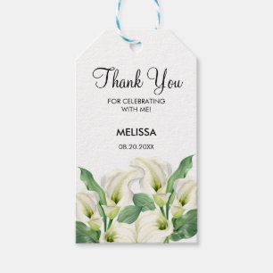 Elegant White Calla Lily Floral Geburtstag Geschenkanhänger