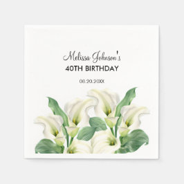 Elegant White Calla Lily Floral Geburtstag Serviette