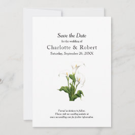 Elegant White Calla Lily Save The Date