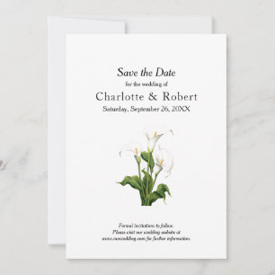 Elegant White Calla Lily Save The Date