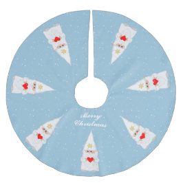 Elegant White Christmas Gnomes on Light Blue Polyester Weihnachtsbaumdecke
