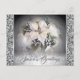 Elegant White Christmas Poinsettia Postkarte
