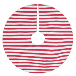 Elegant White Christmas Red Stripe Polyester Weihnachtsbaumdecke