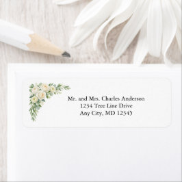 Elegant White Cream Florals Wedding Return Address