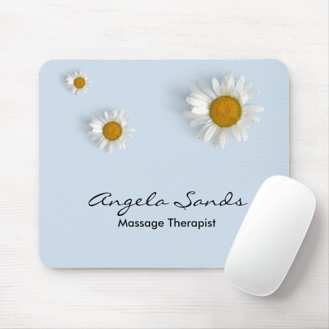 Elegant white daisies blue mousepad (Mit Mouse)