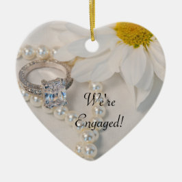 Elegant White Daisy Wir sind Verlobt Keramik Ornament