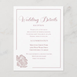 Elegant White Dusty Pink Floral Wedding Begleitkarte