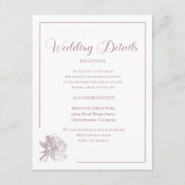 Elegant White Dusty Pink Floral Wedding Begleitkarte