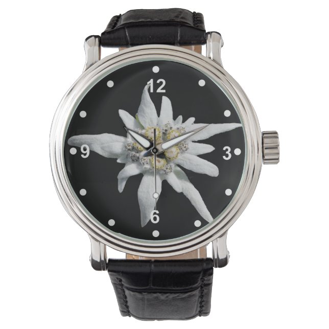 Elegant White Edelweiss Watch Armbanduhr (Vorderseite)
