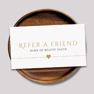 Elegant White Faux Gold Beauty Salon Referral Card